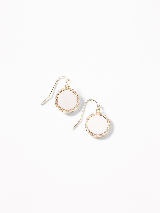 View large product image 1 of 2. Iridescent Circle-Drop Earrings for Women