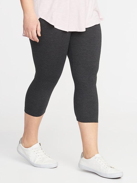 View large product image 1 of 1. Cropped Jersey Plus-Size Leggings