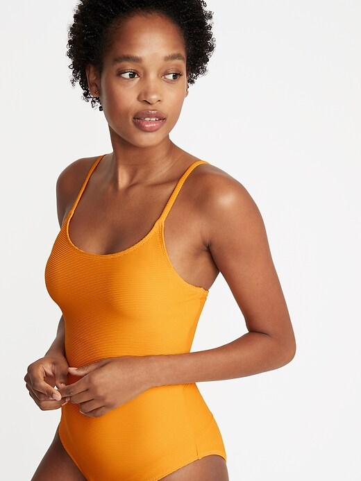Image number 4 showing, Textured Scoop-Neck Swimsuit for Women