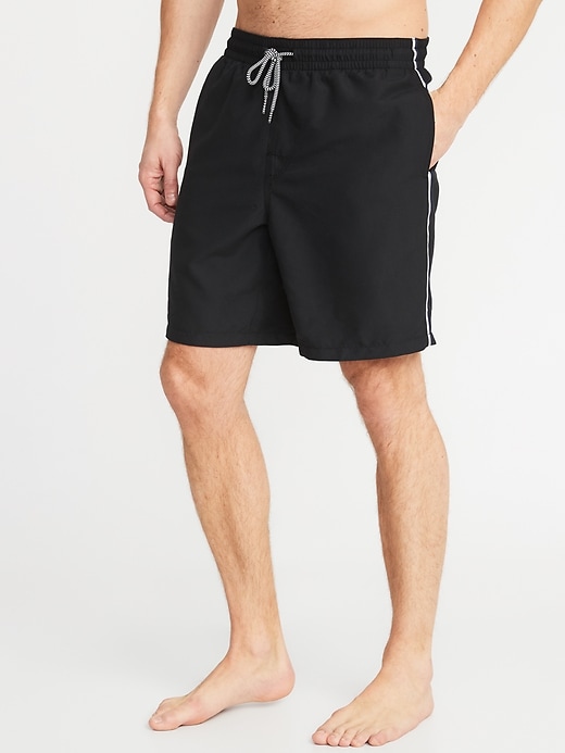 View large product image 1 of 2. Side-Stripe Swim Trunks - 8-inch inseam