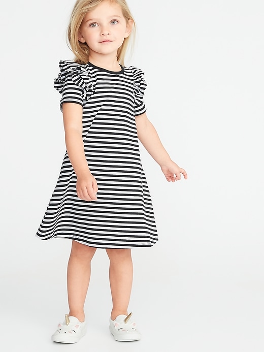 View large product image 1 of 1. Ruffled-Shoulder A-Line Tee Dress for Toddler Girls