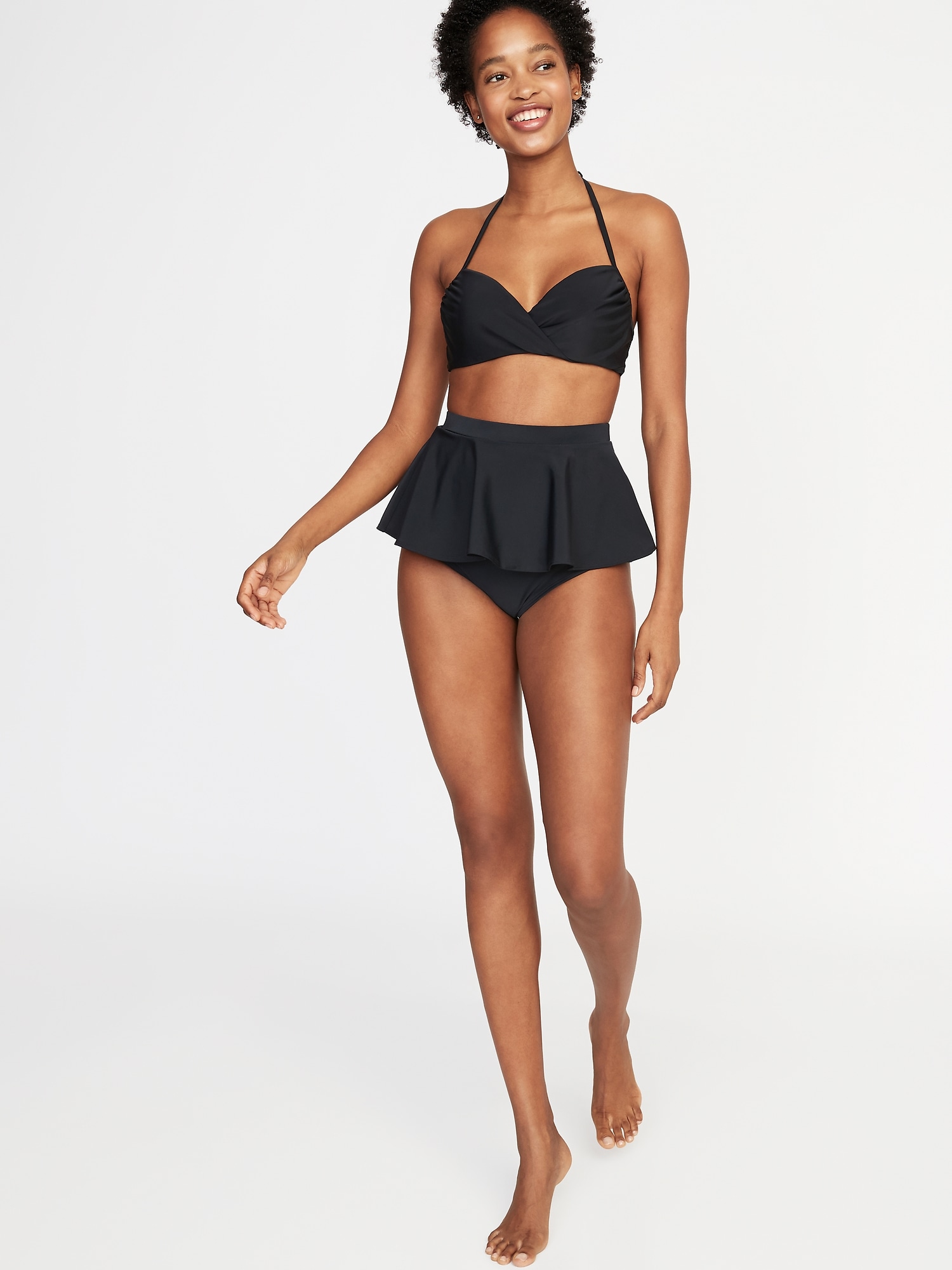 High Waisted Peplum Hem Swim Bottoms For Women Old Navy