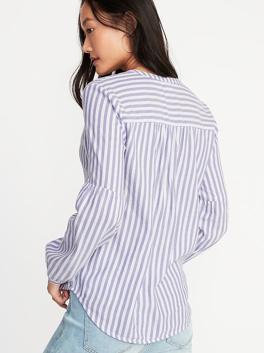 Image number 2 showing, Striped Twill Button-Front Shirt for Women