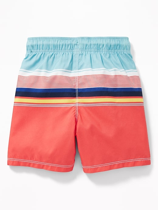 View large product image 2 of 2. Functional Drawstring Multi-Stripe Swim Trunks for Toddler Boys