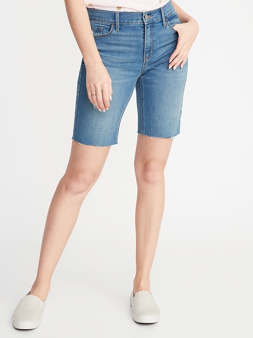 View large product image 1 of 3. Slim Jean Cut-Off Bermuda Shorts for Women - 9-inch inseam