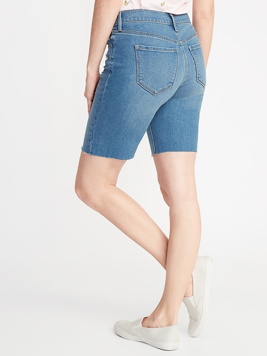 View large product image 2 of 3. Slim Jean Cut-Off Bermuda Shorts for Women - 9-inch inseam