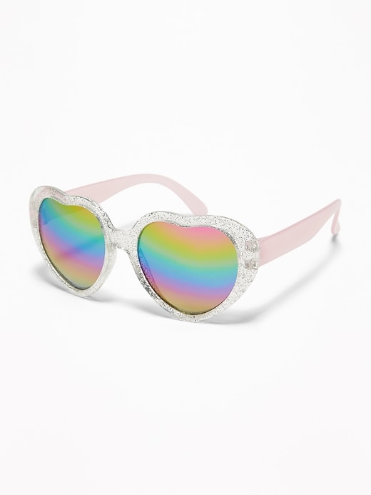 View large product image 1 of 1. Glitter Heart-Shaped Sunglasses For Toddler & Baby