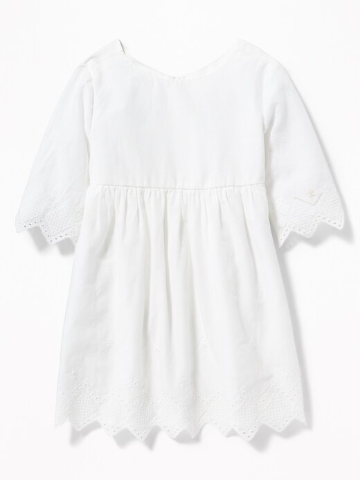 View large product image 2 of 3. Embroidered-Eyelet Zig-Zag Dress for Toddler Girls