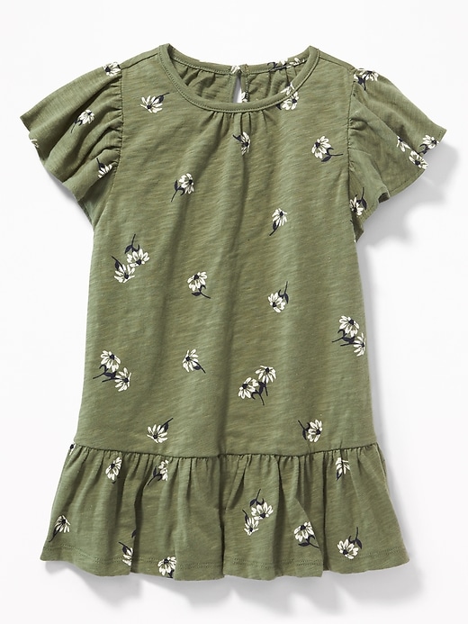 View large product image 2 of 3. Slub-Knit Flutter-Sleeve Dress for Toddler Girls