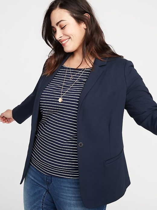 Image number 4 showing, Classic Ponte-Knit Plus-Size Blazer