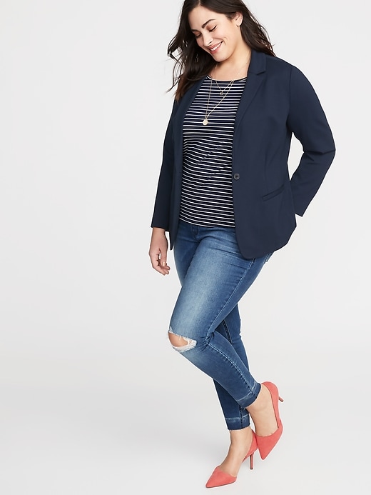 Image number 3 showing, Classic Ponte-Knit Plus-Size Blazer