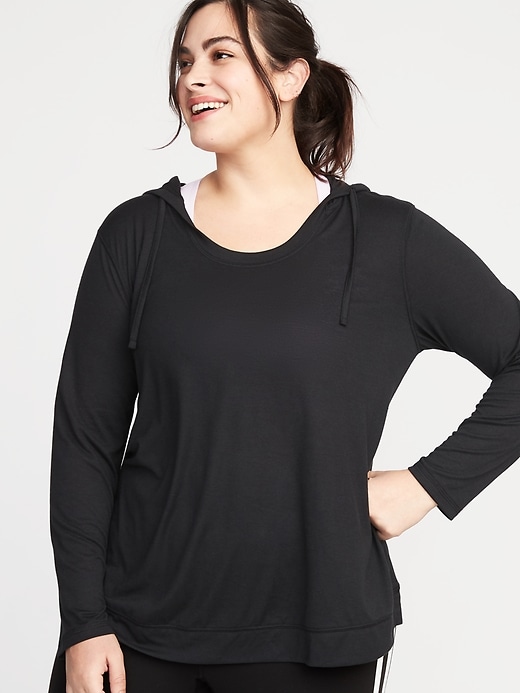 Image number 1 showing, Lightweight Jersey Plus-Size Pullover Hoodie