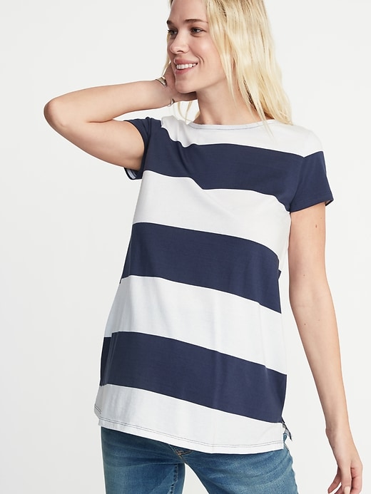 Image number 1 showing, Maternity Striped Tunic Tee