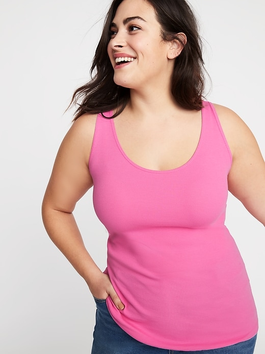 Image number 1 showing, First-Layer Fitted Plus-Size Rib-Knit Tank