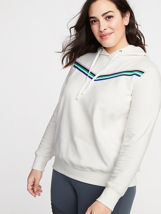 Image number 1 showing, Chevron-Stripe French Terry Plus-Size Pullover Hoodie