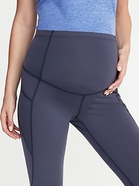 View large product image 3 of 3. Maternity High-Waisted Mesh-Trim Side-Pocket Compression Crops