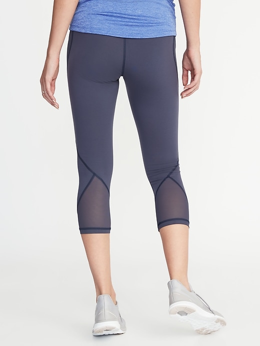 View large product image 2 of 3. Maternity High-Waisted Mesh-Trim Side-Pocket Compression Crops