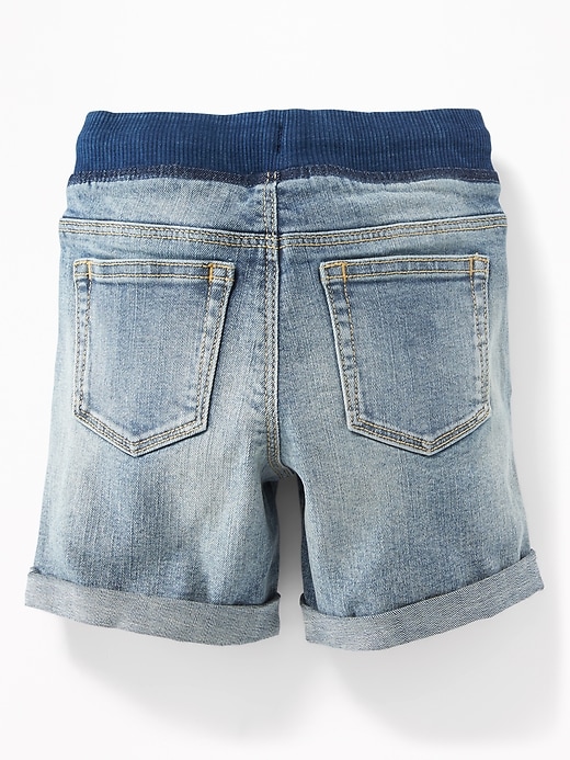 View large product image 2 of 2. Karate Rib-Knit Waist Jean Shorts For Toddler Boys