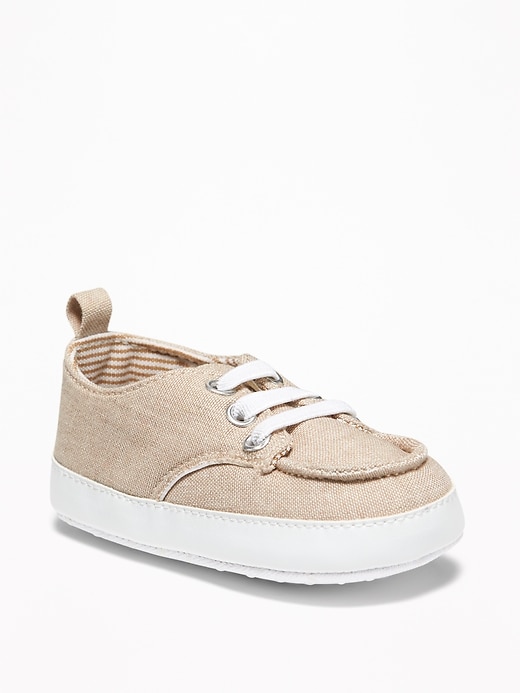 View large product image 1 of 4. Linen Boat Shoes for Baby