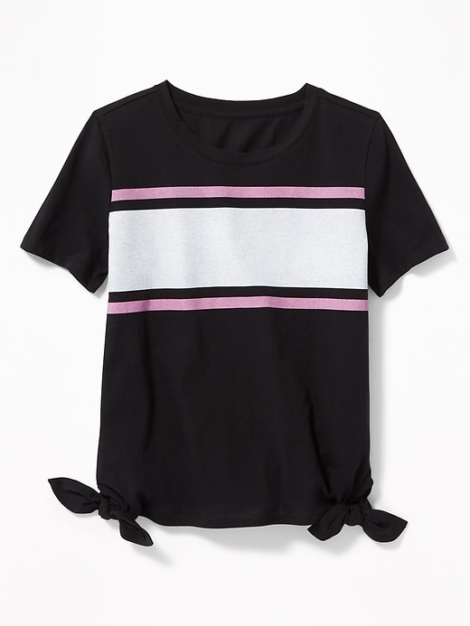 View large product image 1 of 1. Chest-Stripe Side-Tie Tee for Girls