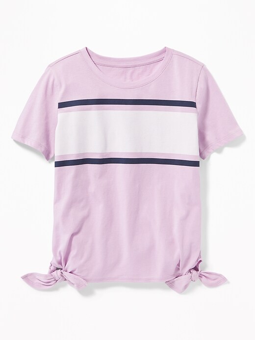 View large product image 1 of 2. Chest-Stripe Side-Tie Tee for Girls