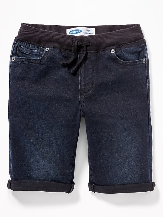 View large product image 1 of 3. Karate Rib-Knit Waist Built-In Flex Max Jean Shorts For Boys