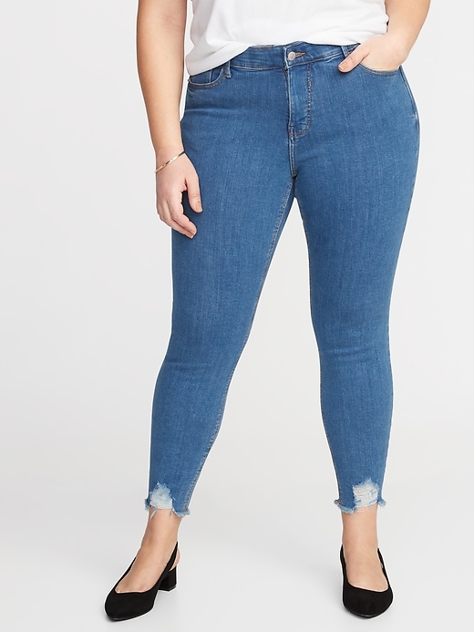 Image number 1 showing, High-Waisted Secret-Slim Pockets + Waistband Rockstar Plus-Size Super Skinny Ankle Jeans