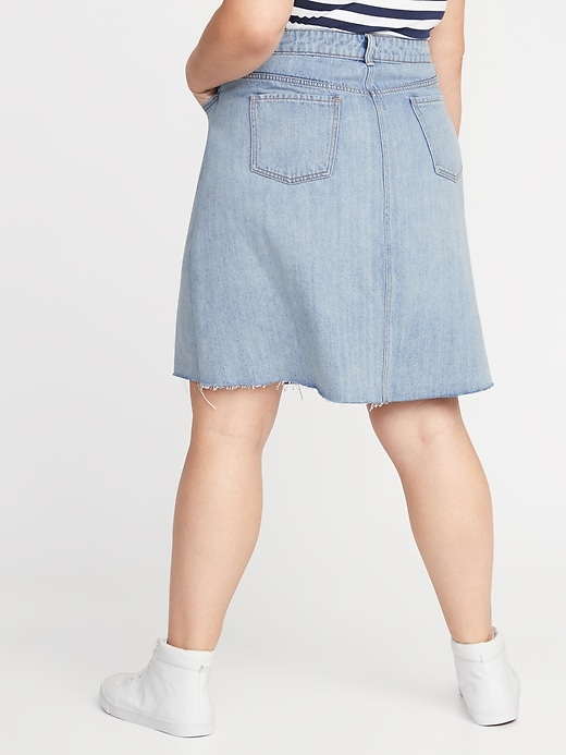 View large product image 2 of 3. High-Waisted Secret-Slim Pockets Plus-Size Jean Skirt