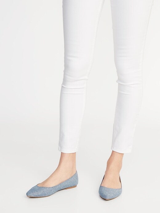Image number 2 showing, Chambray Pointy-Toe Ballet Flats for Women