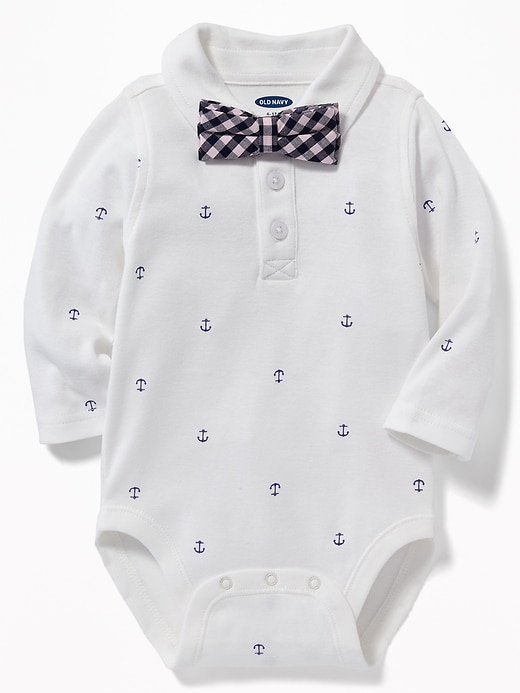View large product image 1 of 3. Anchor-Print Polo Bodysuit & Bow-Tie Set for Baby