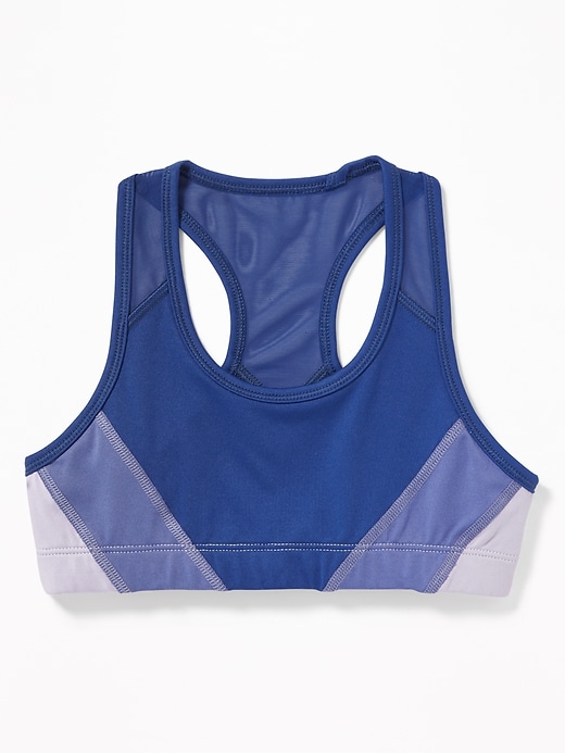 View large product image 1 of 1. Go-Dry Color-Blocked Racerback Sports Bra for Girls