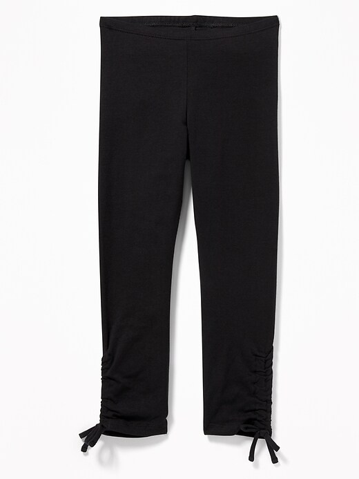View large product image 1 of 2. Cropped Side-Ruched Jersey Leggings for Girls