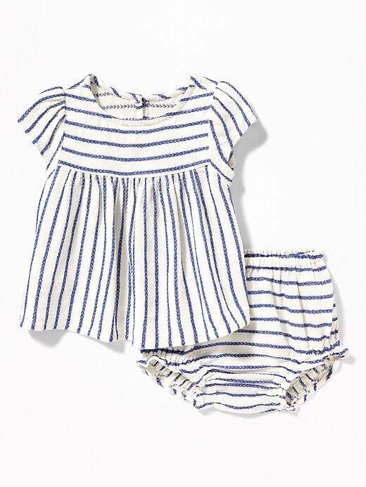 View large product image 1 of 2. Linen-Blend Top & Bloomers Set for Baby