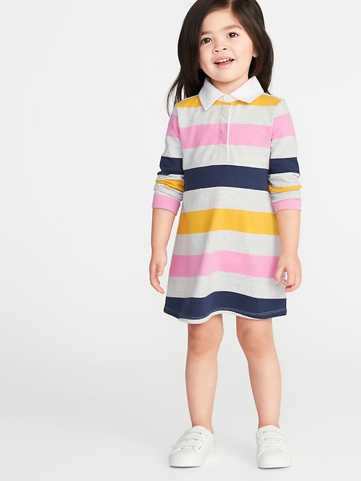 View large product image 1 of 1. Bold-Stripe Rugby Dress for Toddler Girls