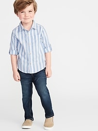 View large product image 3 of 4. Striped Roll-Up Sleeve Oxford Shirt for Toddler Boys