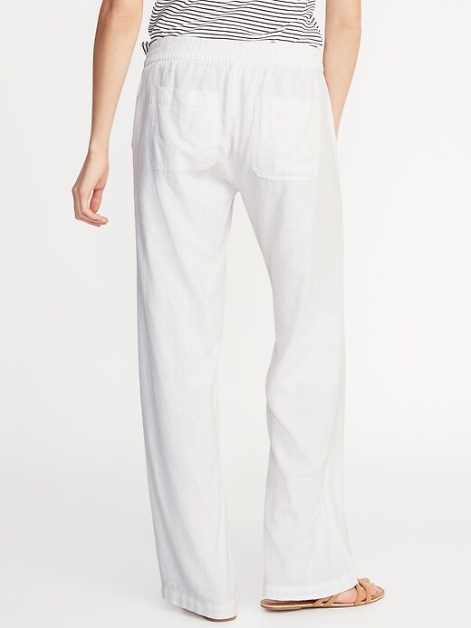 View large product image 2 of 2. Mid-Rise Wide-Leg Linen-Blend Pull-On Pants for Women