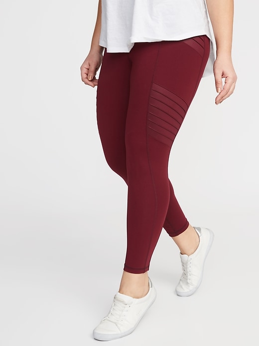 View large product image 1 of 3. High-Waisted Plus-Size 7/8-Length Moto Street Leggings