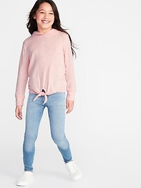 View large product image 3 of 3. Plush-Knit Tie-Hem Pullover Hoodie for Girls