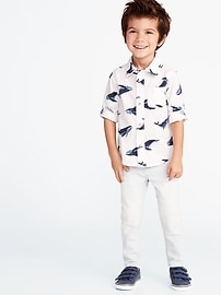 View large product image 3 of 4. Built-In Flex Whale-Print Roll-Sleeve Shirt for Toddler Boys