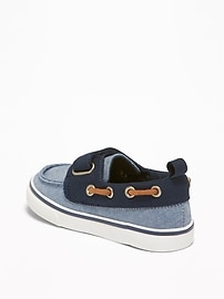View large product image 3 of 4. Canvas Secure-Strap Boat Shoes For Toddler Boys