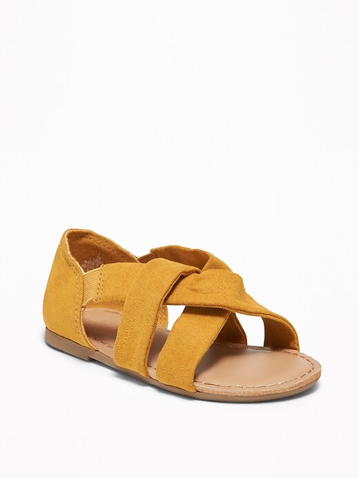 View large product image 1 of 4. Slouchy Faux-Suede Cross-Strap Sandals For Toddler Girls