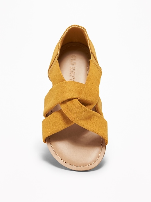 View large product image 2 of 4. Slouchy Faux-Suede Cross-Strap Sandals For Toddler Girls