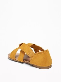 View large product image 3 of 4. Slouchy Faux-Suede Cross-Strap Sandals For Toddler Girls
