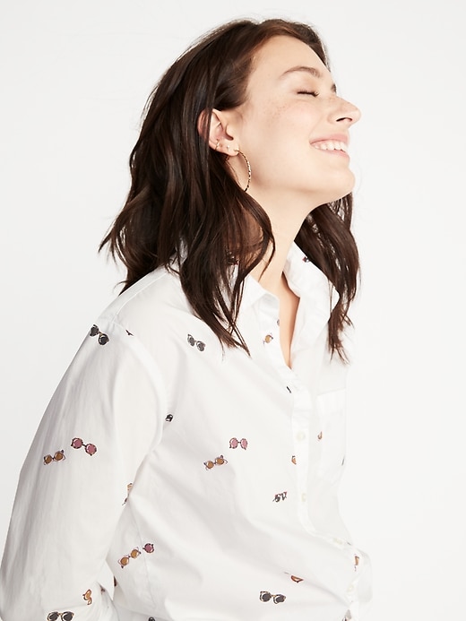Image number 4 showing, Sunglass-Print Tie-Hem Shirt for Women