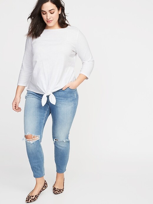 Image number 3 showing, Relaxed Plus-Size Tie-Front Mariner Top