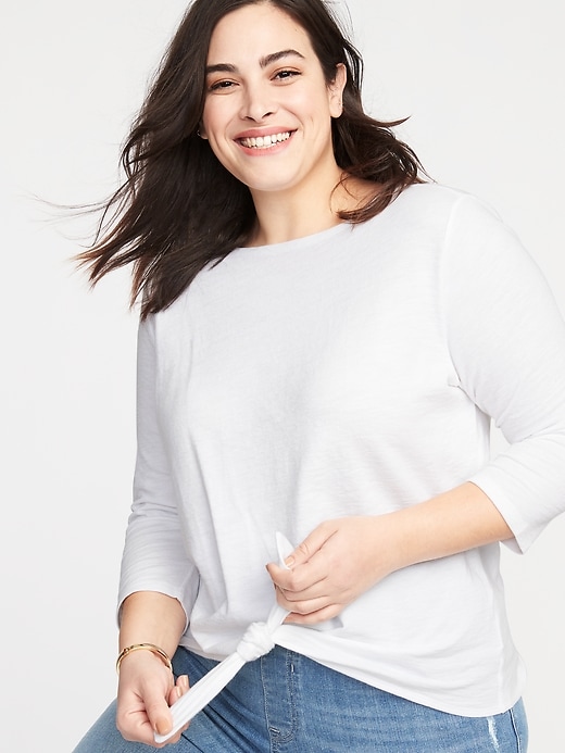 Image number 4 showing, Relaxed Plus-Size Tie-Front Mariner Top