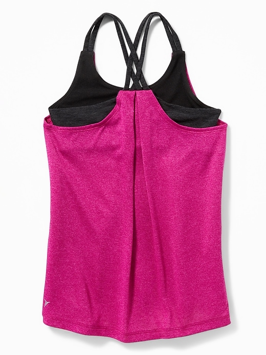 View large product image 1 of 1. Relaxed Go-Dry Cool Strappy 2-in-1 Tank for Girls