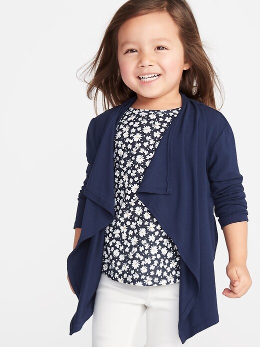 View large product image 1 of 1. Open-Front Jersey Waterfall Cardi for Toddler Girls
