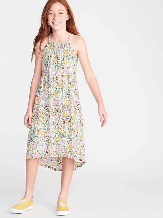 View large product image 1 of 1. Floral-Print Suspended-Neck Midi for Girls