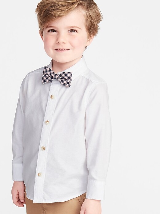View large product image 1 of 1. Long-Sleeve Shirt & Printed Bow-Tie Set for Toddler Boys